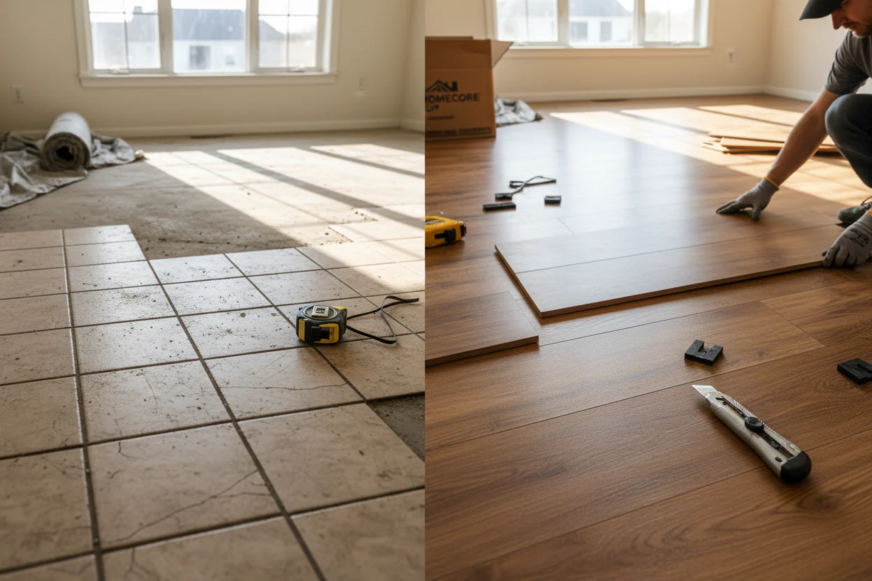 Vinyl Plank Flooring Installation Over Existing Tile Without Removing It